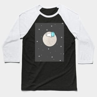 Cat On A Moon Pattern Baseball T-Shirt